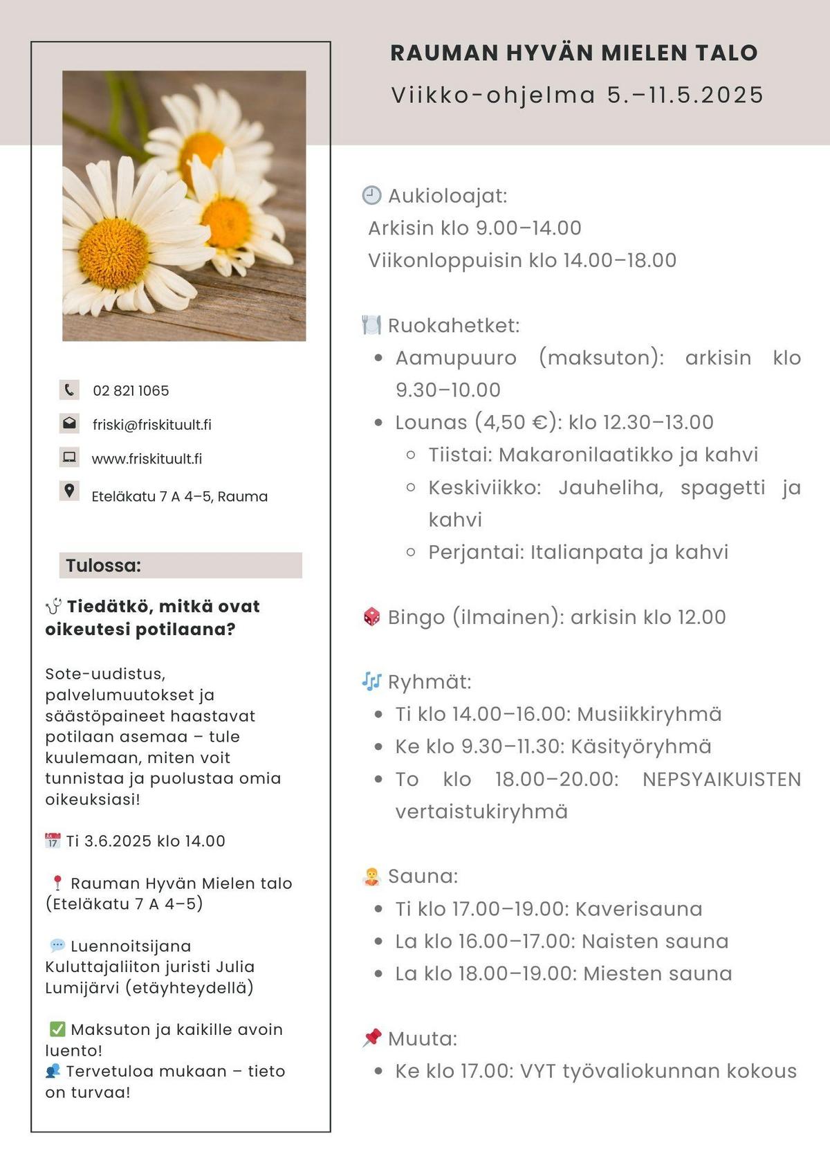 Viikko ohjelma 5 11 5 2025 Rauman MTY Friski Tuult Ry